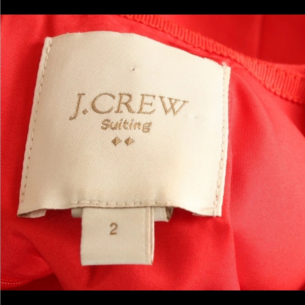J. Crew Dress Women’s 2 Red Sheath Ruffle Sleeveless Lined Midi Wool Blend - Picture 9 of 11